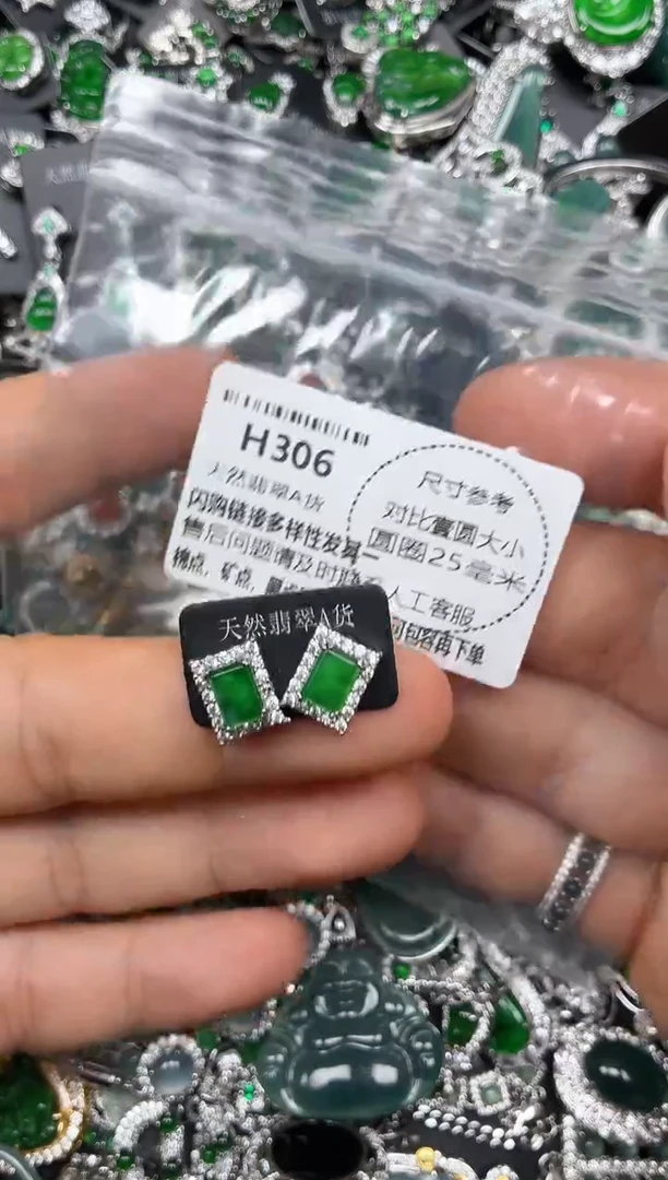 颈饰未镶嵌翡翠H306耳钉