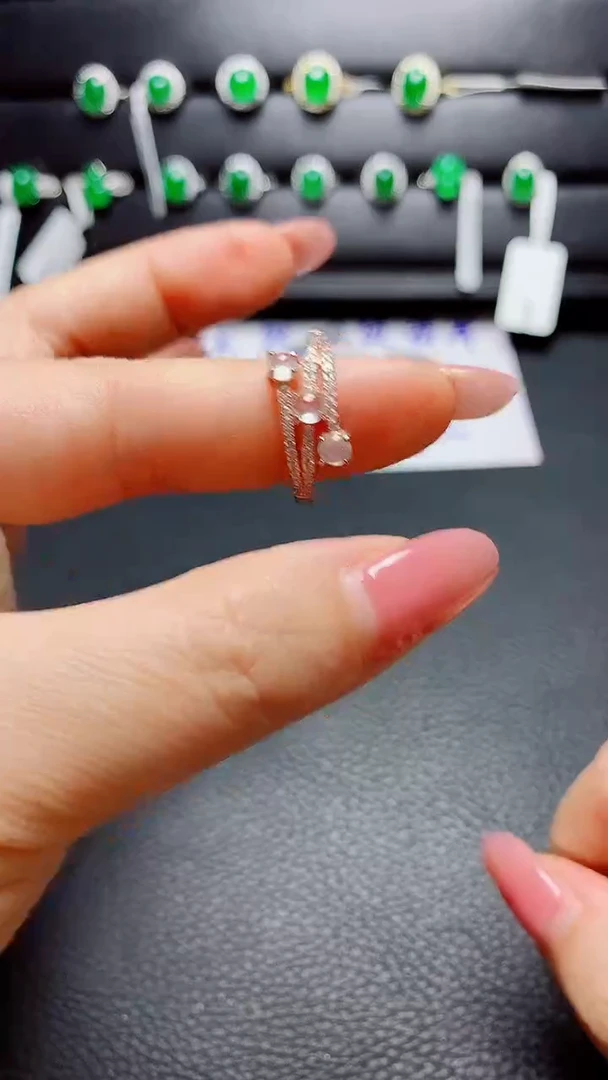 银S925镶嵌戒指翡翠天然翡翠A货s925银镶