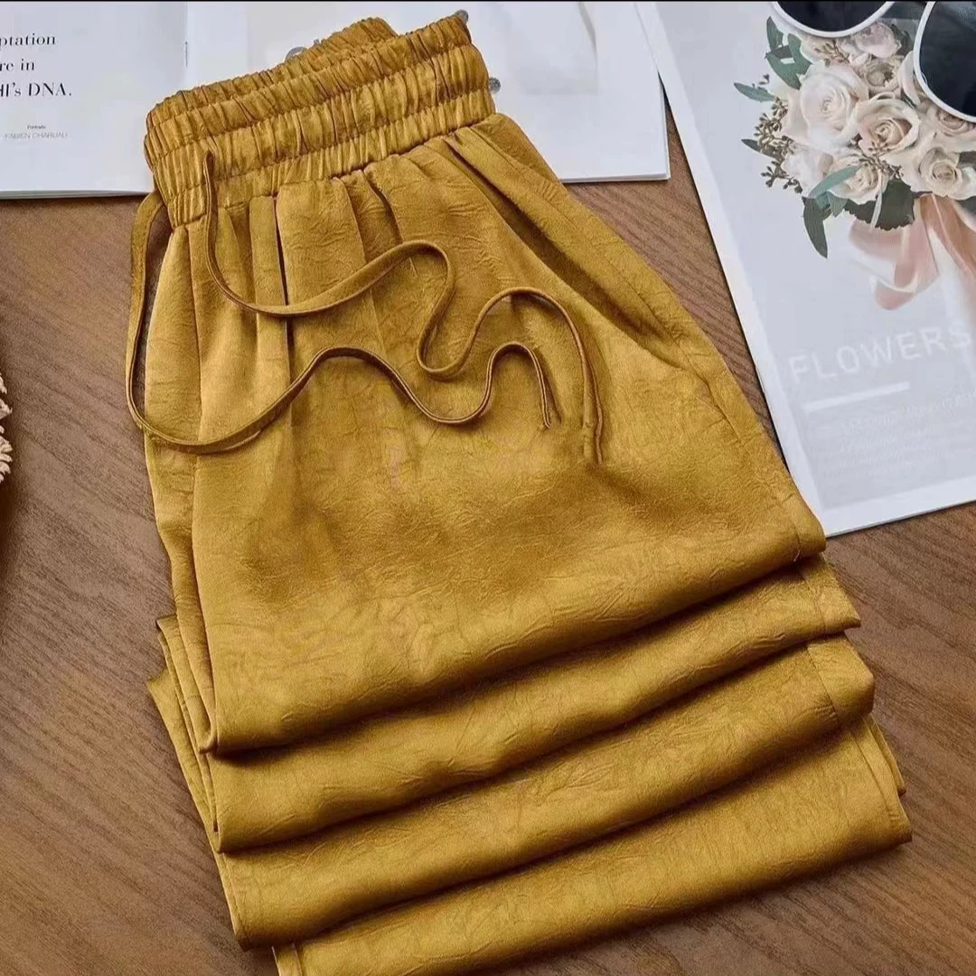 【奢华柜货】媲美真丝丝滑飘逸垂感高腰简约大码显瘦窄版直筒裤