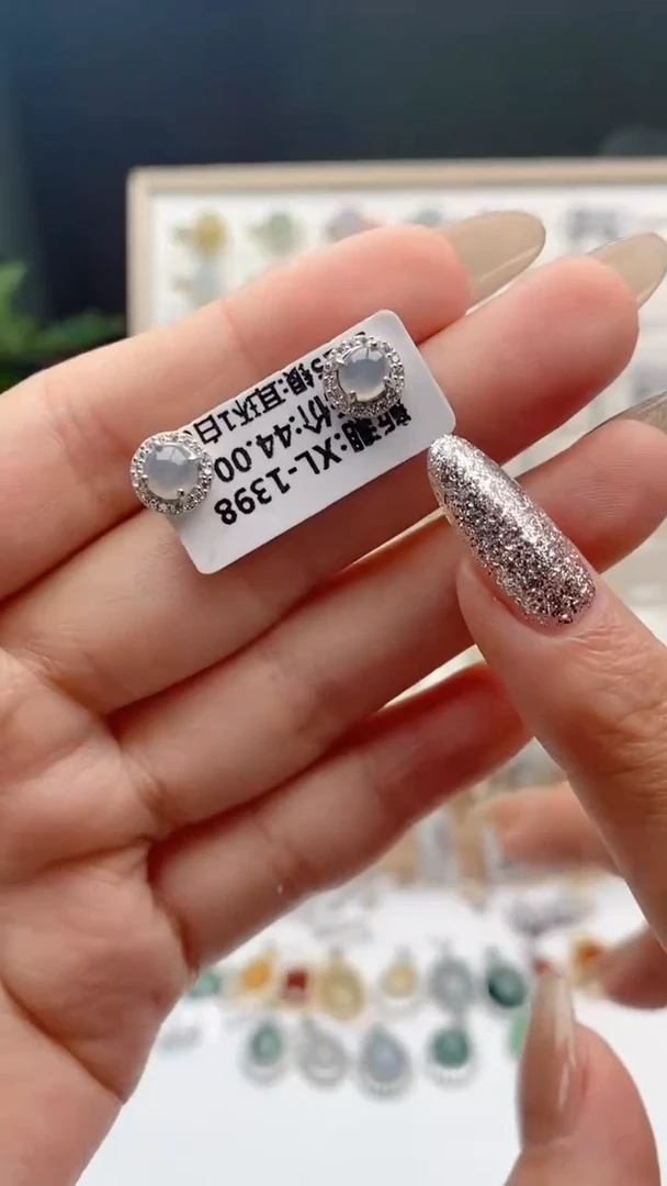 翡翠戒指银S925镶嵌天然A货翡翠