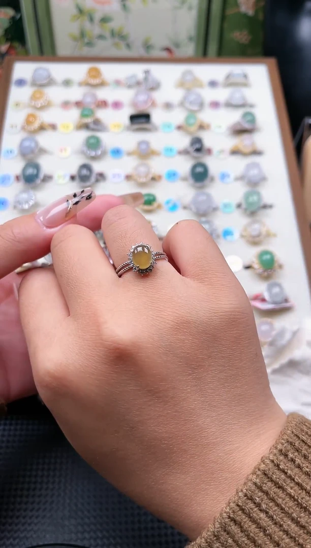 【闪购商品】翡翠戒指银S925镶嵌天然A货翡翠戒指