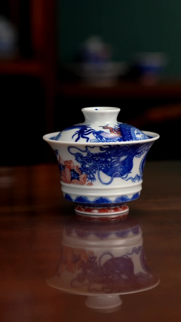 自成堂柴窑青花单龙