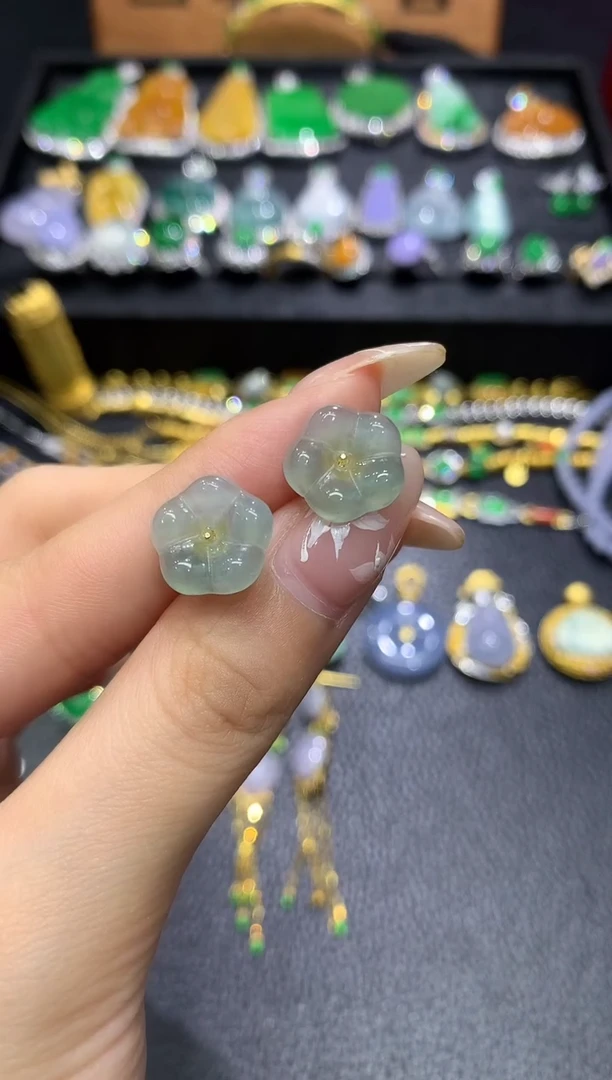 翡翠未镶嵌耳饰2不含链随机发货1件