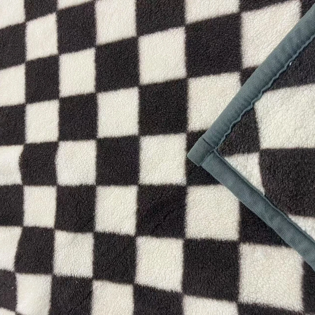 MT-2024378双色格子毛毯被200*180