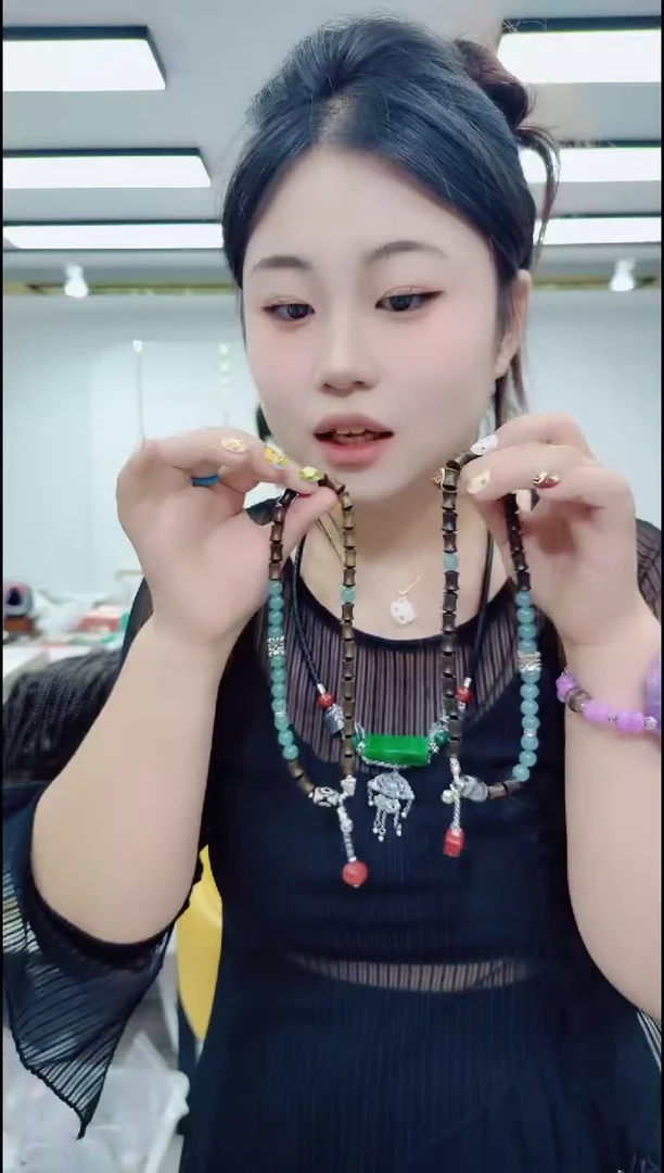 玛瑙/玉髓颈饰合金0746蓝水双圈