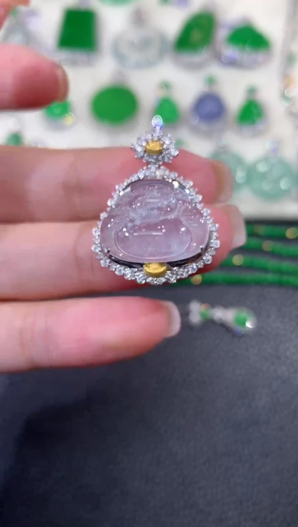 吊坠(不含链)18K金镶嵌翡翠A52