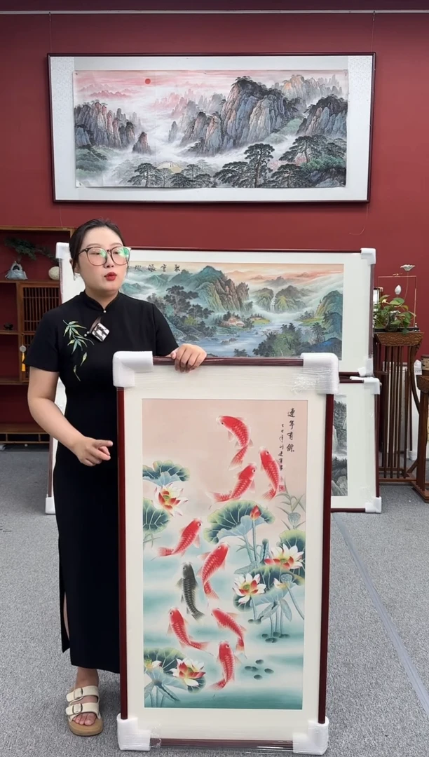 国画手绘 连年有余 125*65