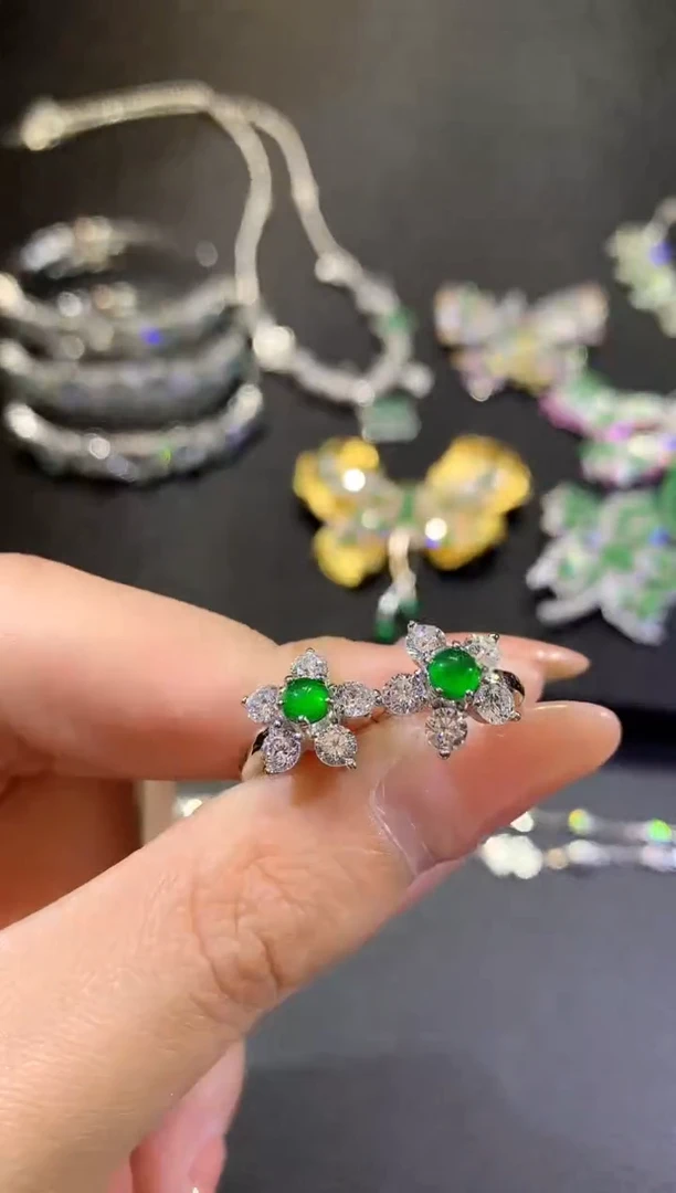 【闪购商品】翡翠耳饰银S925镶嵌174耳饰（多样性发货一件