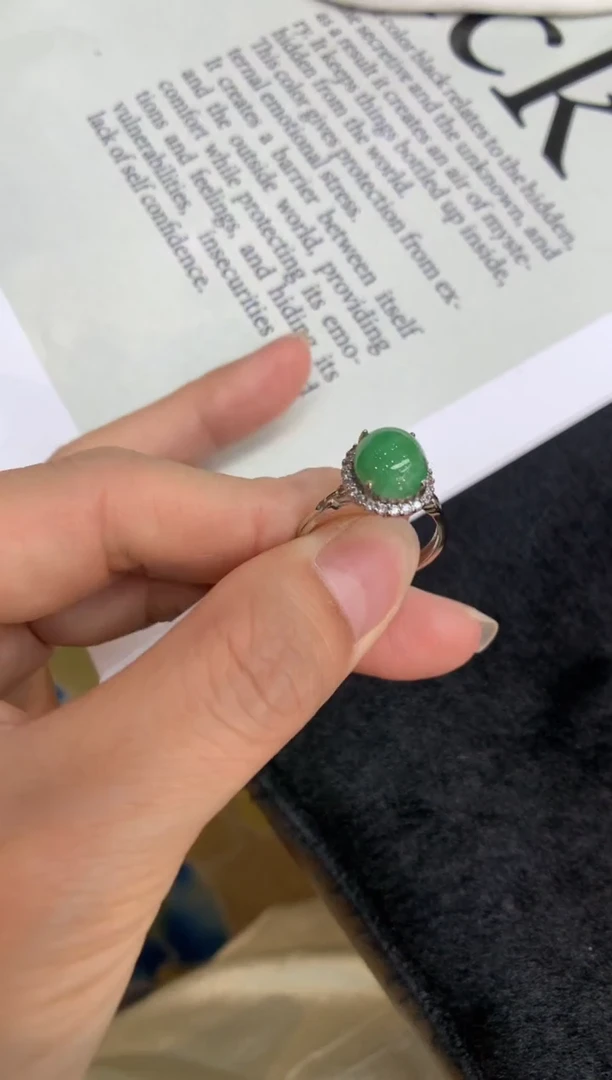 翡翠戒指银S925镶嵌戒指