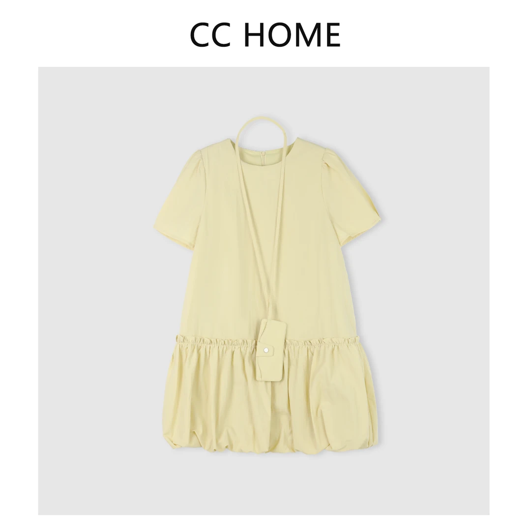 夏季显瘦气质休闲时尚定制清凉圆领短袖连衣裙D1