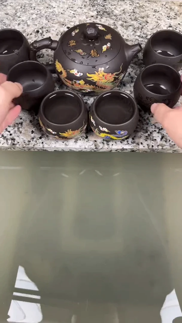 紫砂茶盏500毫升大西施一壶六杯变色套装