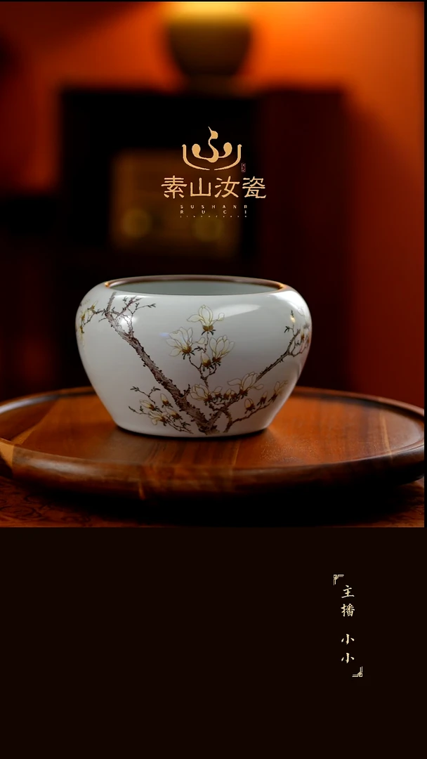 柴窑藏器粉彩玉兰花莲子水洗