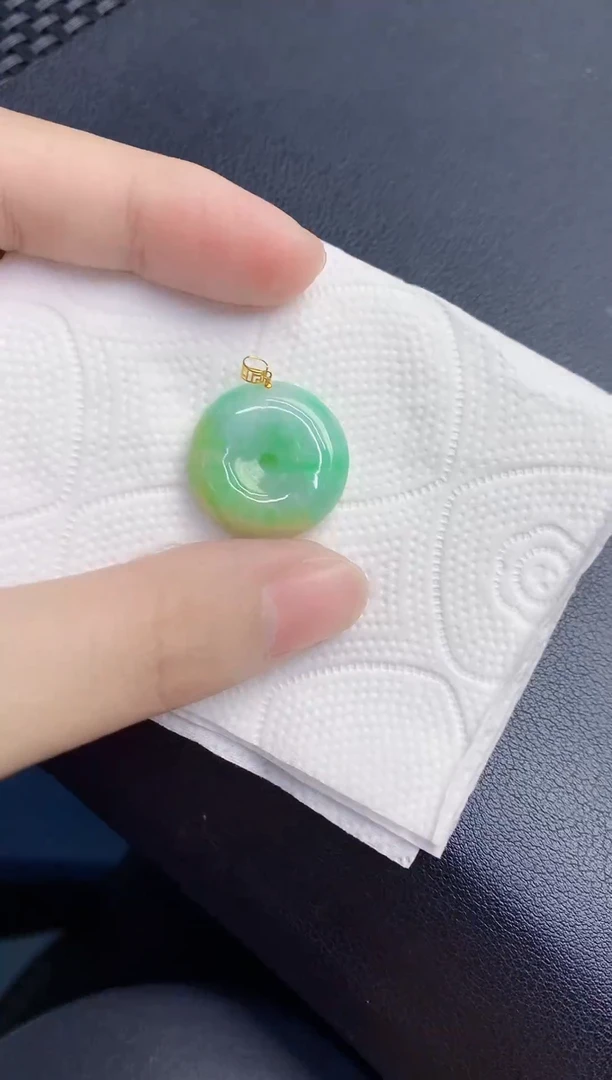 颈饰18K金镶嵌翡翠天然翡翠缅甸A货