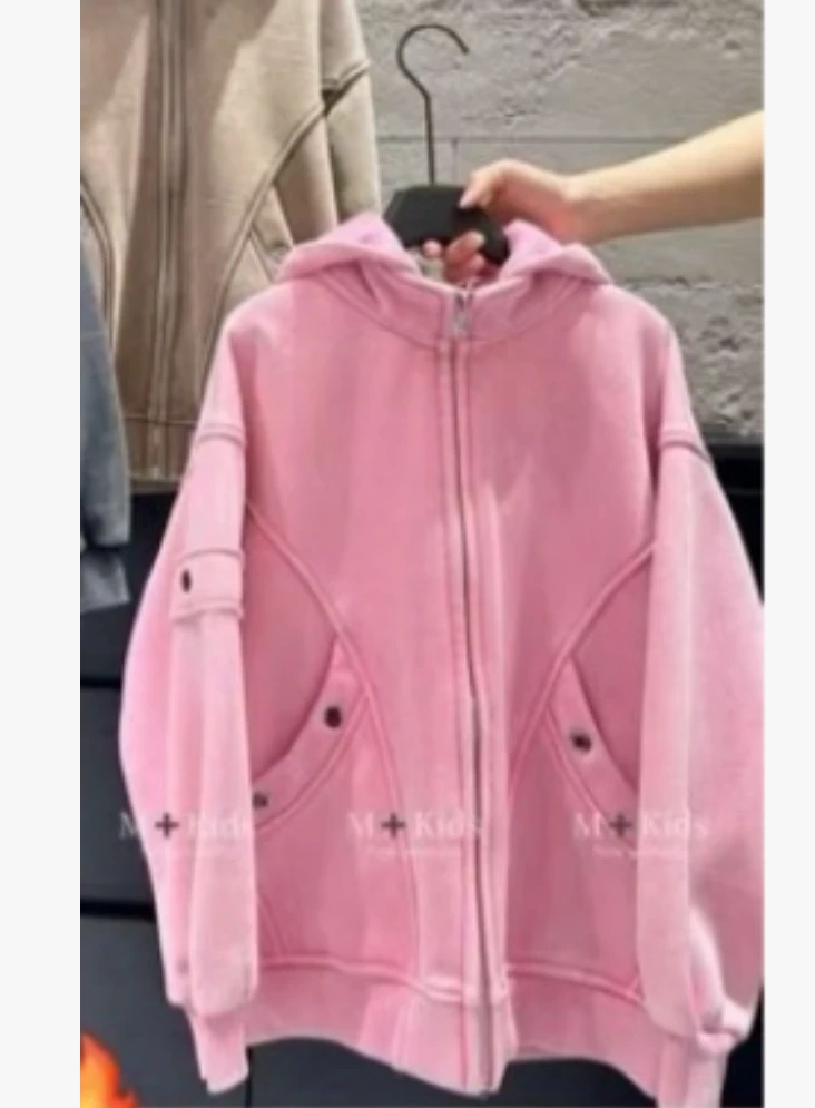 511172 韩版休闲时尚百搭舒适儿童冬款加绒开衫连帽卫衣外套