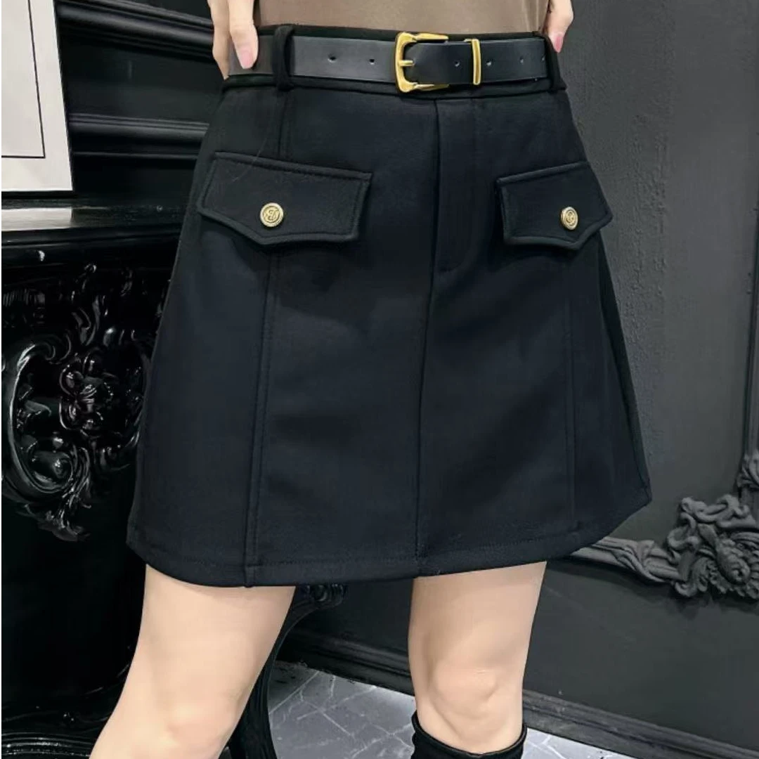 5843 春款半身裙气质高腰a字裙