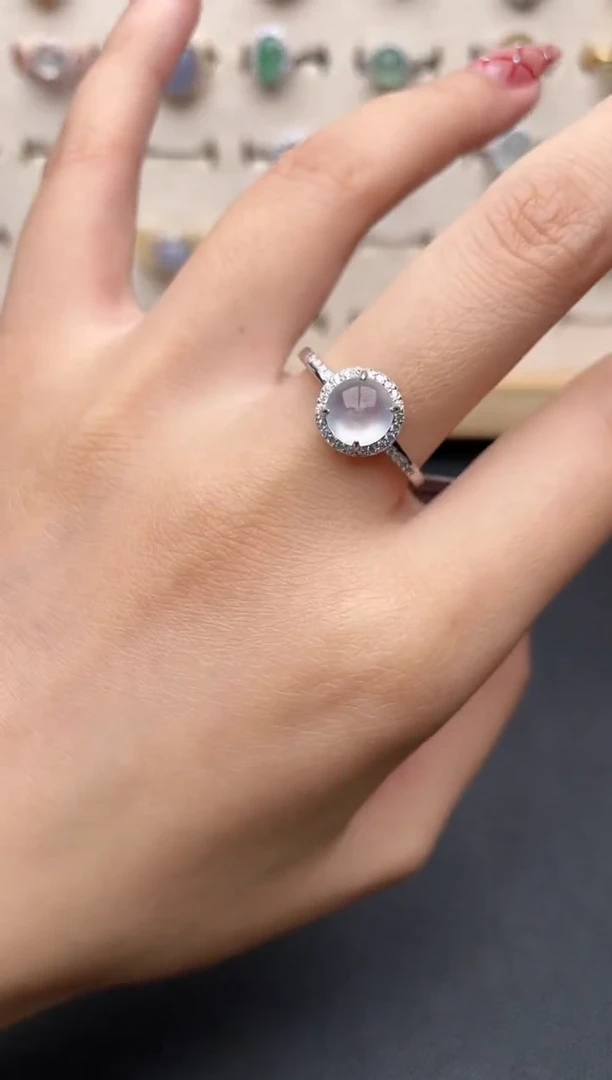 【闪购商品】翡翠戒指银S925镶嵌一物一证一礼盒