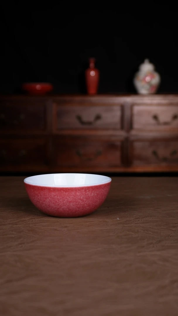 杯子豇豆红景德镇纯手工陶瓷
