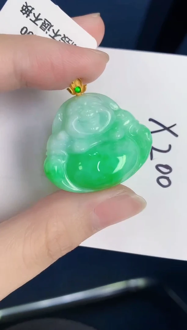 颈饰18K金镶嵌翡翠天然翡翠缅甸A货