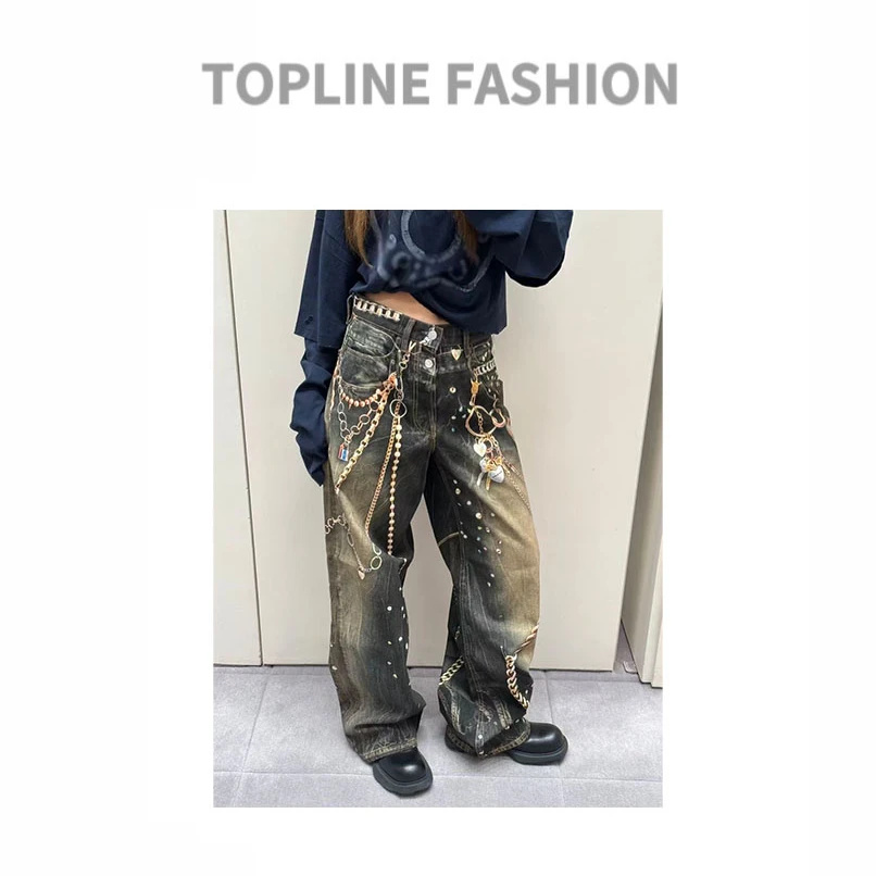 【鱼家高货】时髦jing必入！3D链条印花 做旧牛仔裤 新年限定