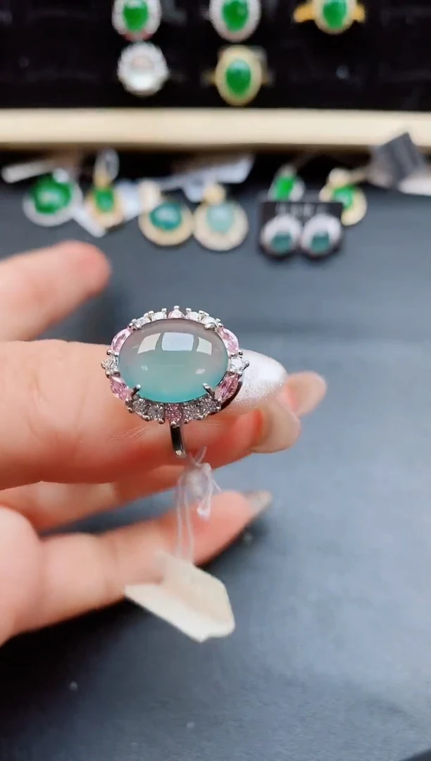 翡翠戒指银S925镶嵌508050