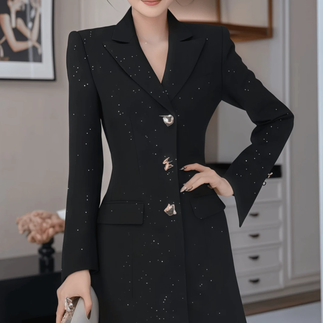 21902 今年流行秋冬穿搭高级感连衣裙小香风正式场合赫本风小黑裙