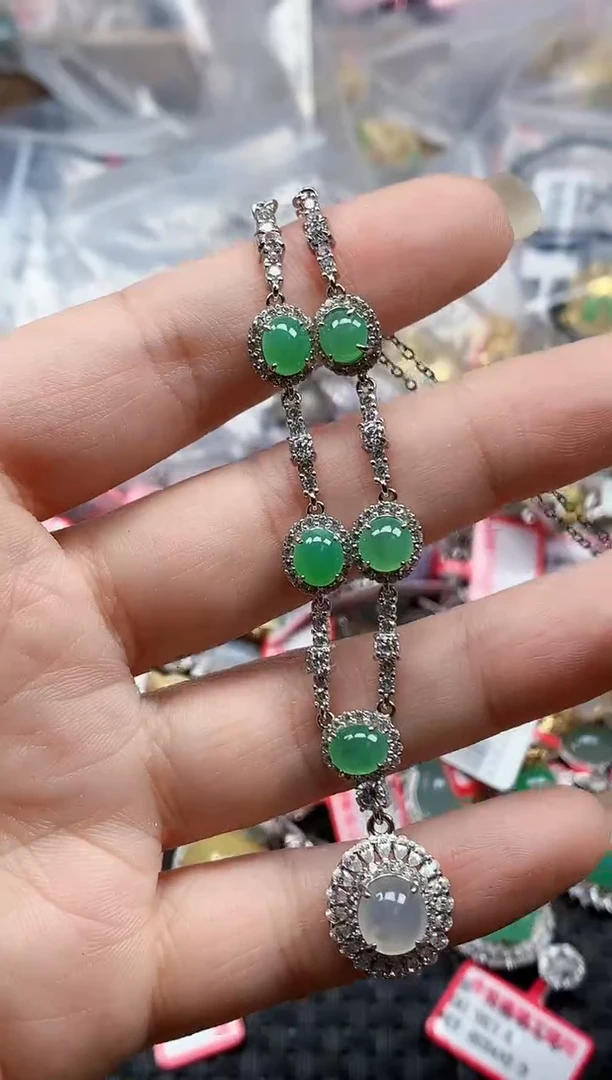 银S925镶嵌戒指翡翠天然A货缅甸翡翠