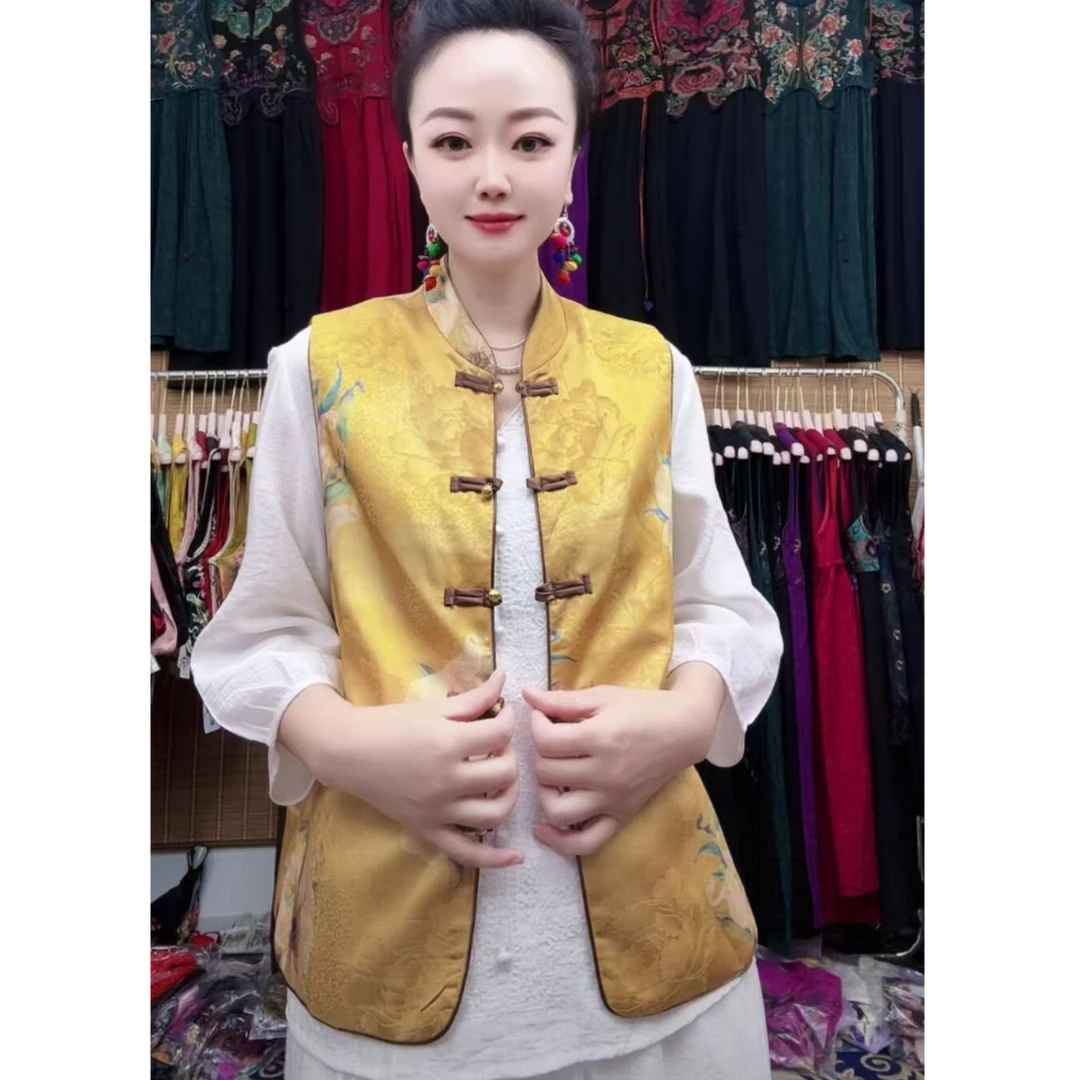 706新款  国风绣花马甲时尚百搭女士中式中国风