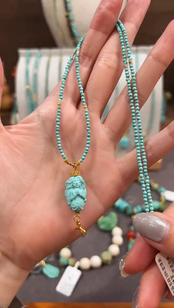 绿松石18K金镶嵌颈饰绿松石项链