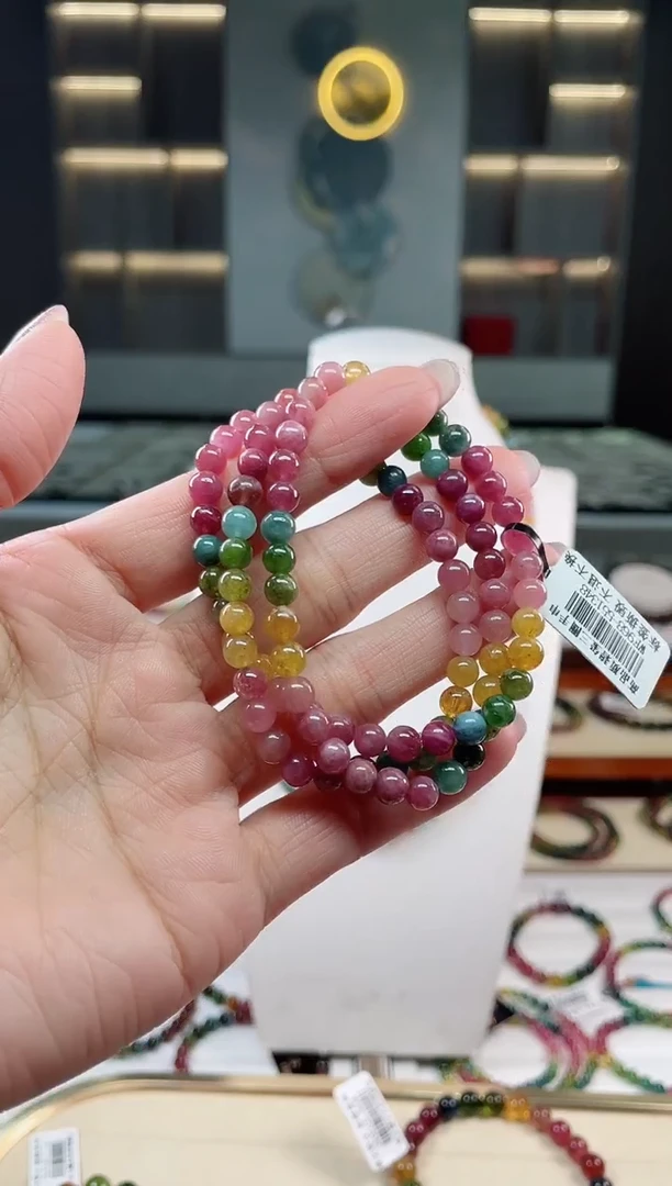 未镶嵌老矿碧玺三圈手串5mm+碧玺（多样性发一条）T