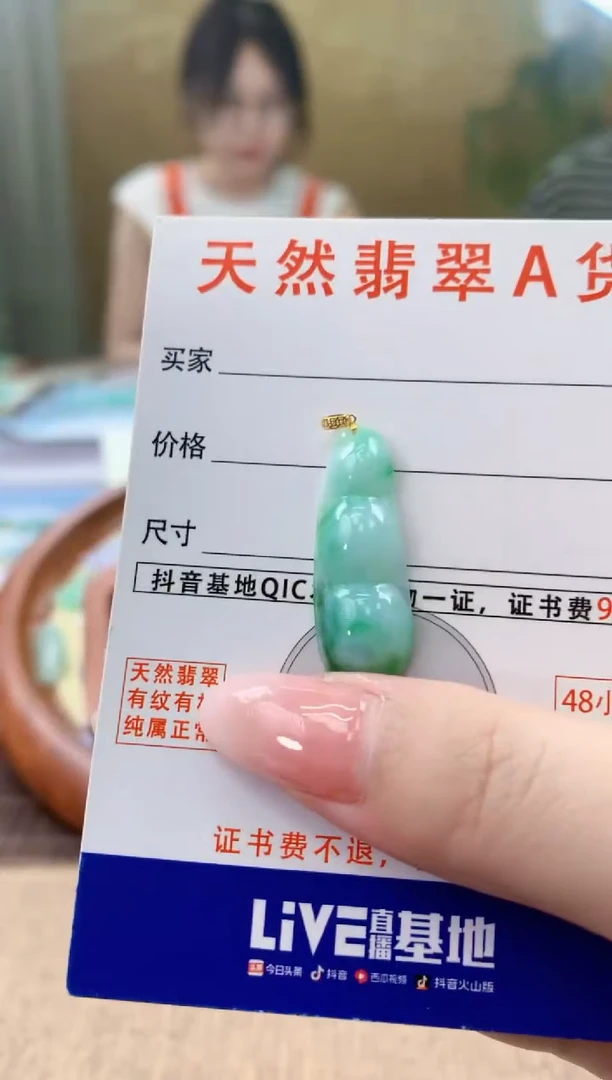 颈饰18K金镶嵌翡翠天然A货翡翠挂件