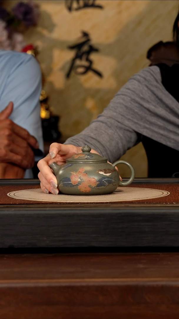 茶壶紫砂宜兴紫砂FKM 豆青 寒江 220cc