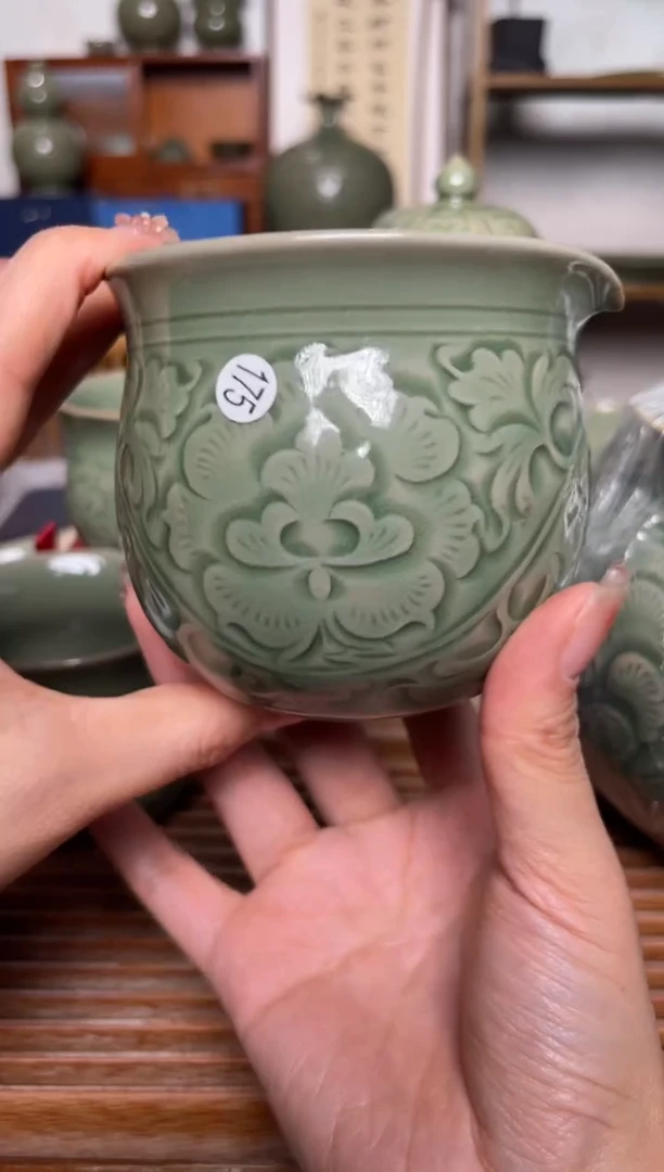 【闪购商品】其他175纯手工秘色牡丹纹公道杯