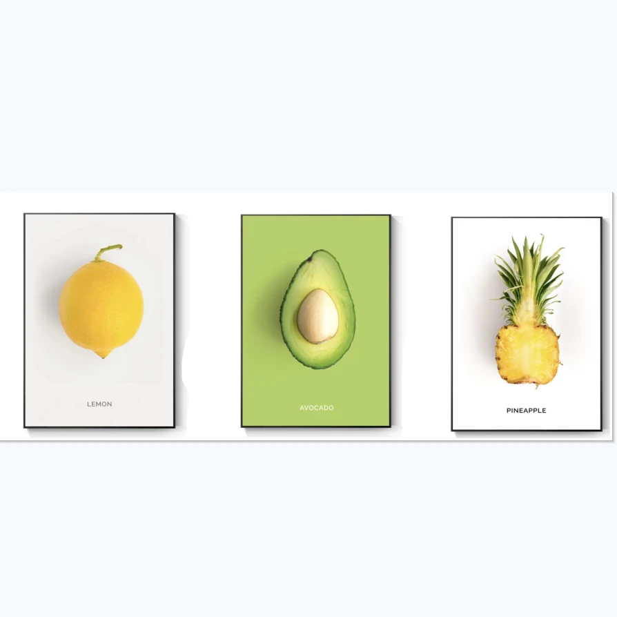 饰画饭厅墙面挂画餐馆厨房餐桌背景三联画现代简约水果4060