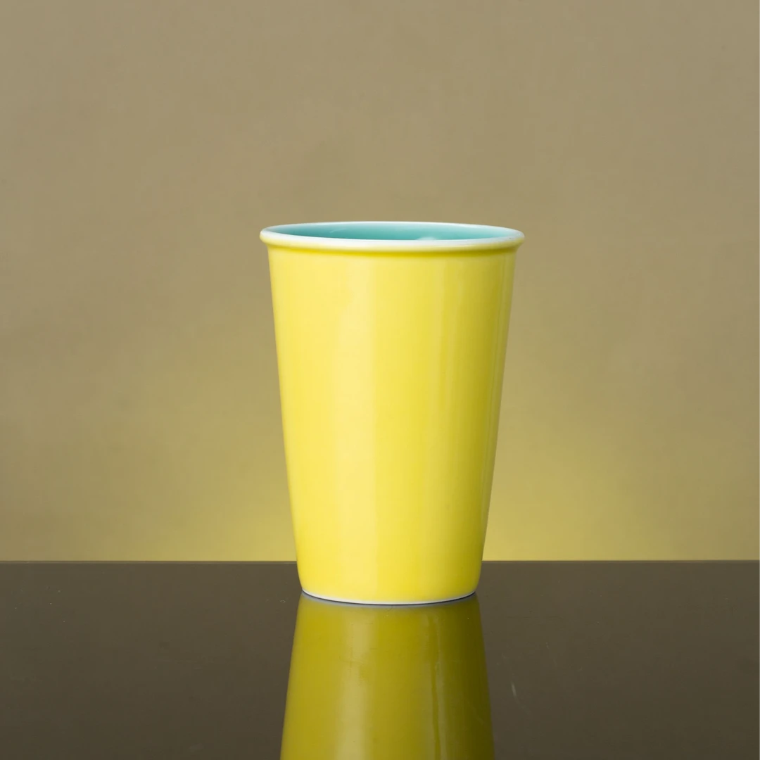 【新华网非遗紫砂专属】LXT01 闰火堂 柠檬黄湖水绿可乐杯235cc瓷器