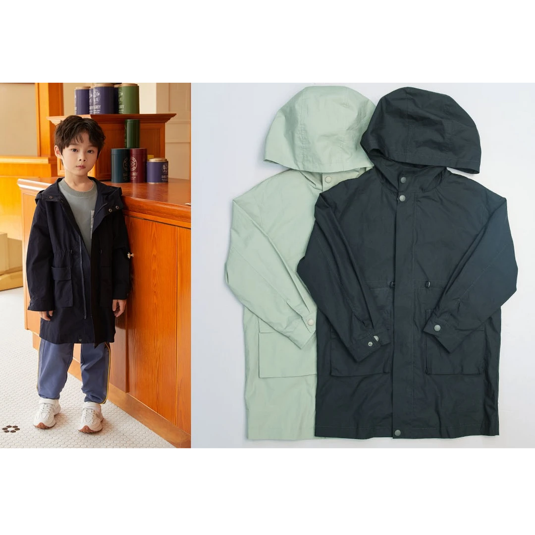 【森虎儿】春季撞色连帽风衣休闲韩版休闲风衣外套4111080052