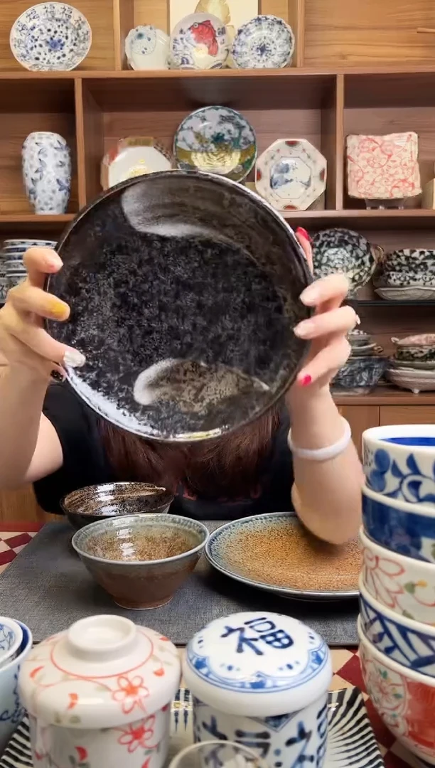 瓷片明世荒刷毛19.5cm浅盘