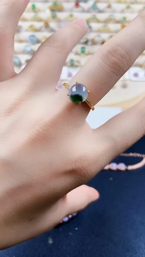 翡翠戒指银S925镶嵌123499