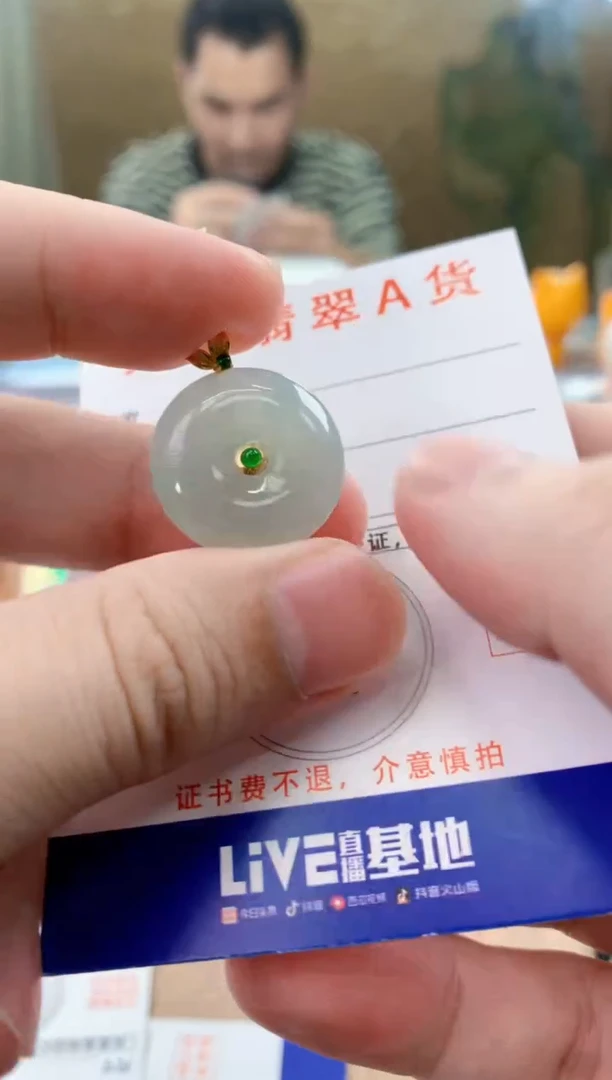 颈饰18K金镶嵌翡翠天然A货翡翠挂件