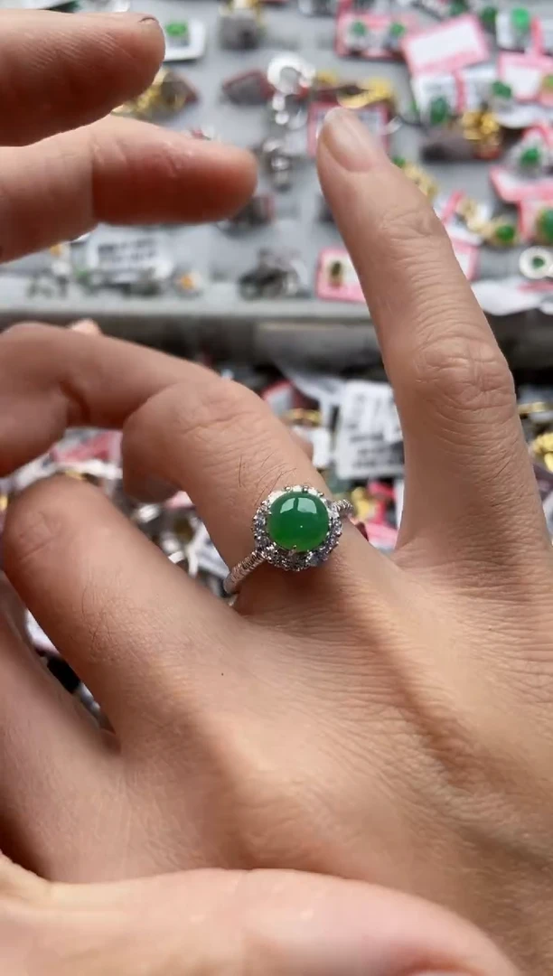 翡翠戒指银S925镶嵌8888---2