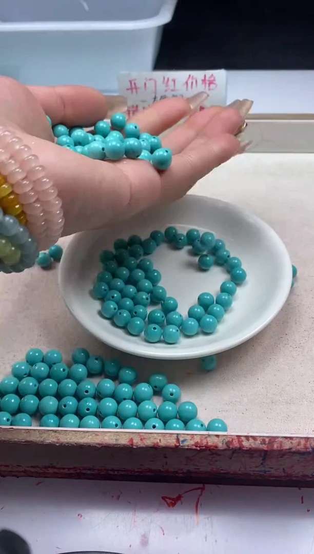 【闪购商品】玛瑙/玉髓颈饰未镶嵌w408高瓷绿*松8mm*25颗