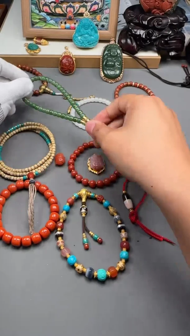 【闪购商品】和田玉（碧玉）手串手串18K金镶嵌手串手串