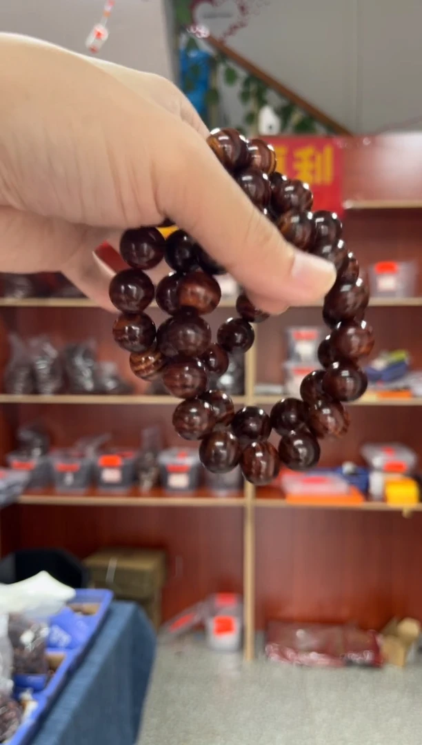 黄花梨/降香黄檀海南黄花梨满纹虎皮纹1.5手串（158）