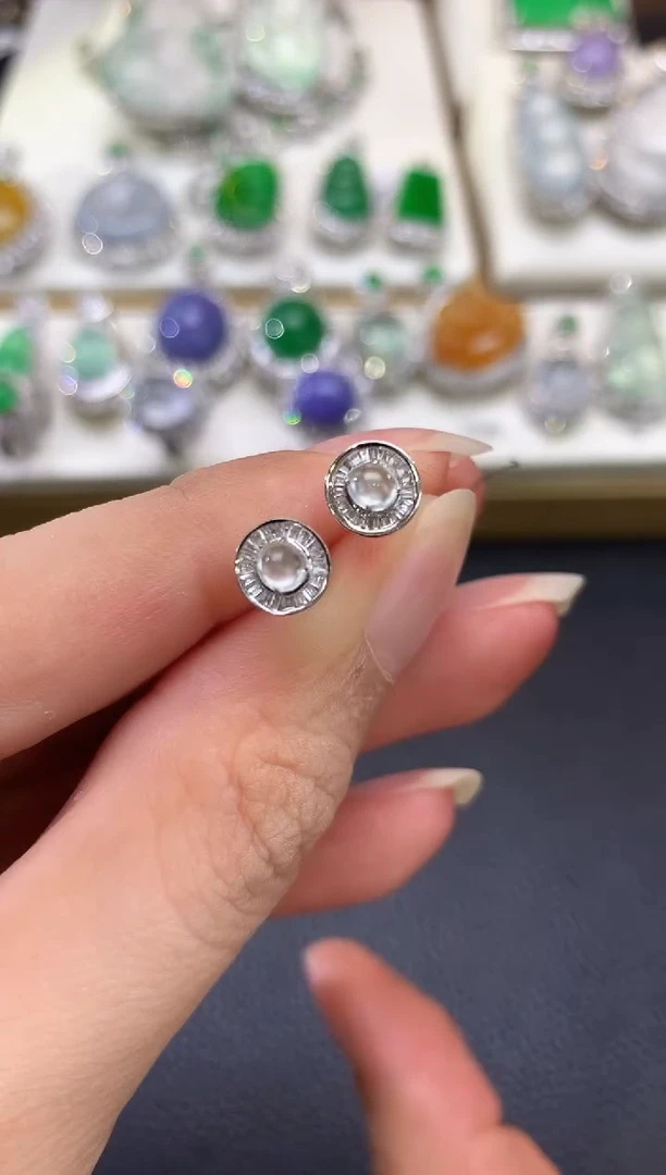 翡翠18K金镶嵌耳饰m3多样性一件发货