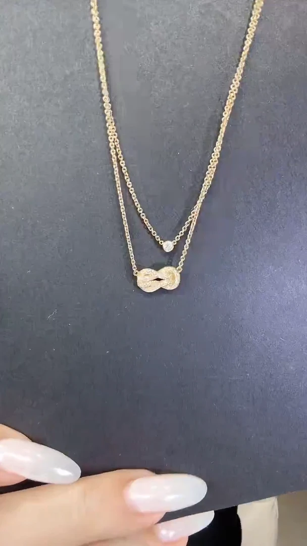 18K金镶嵌项链钻石八字项链