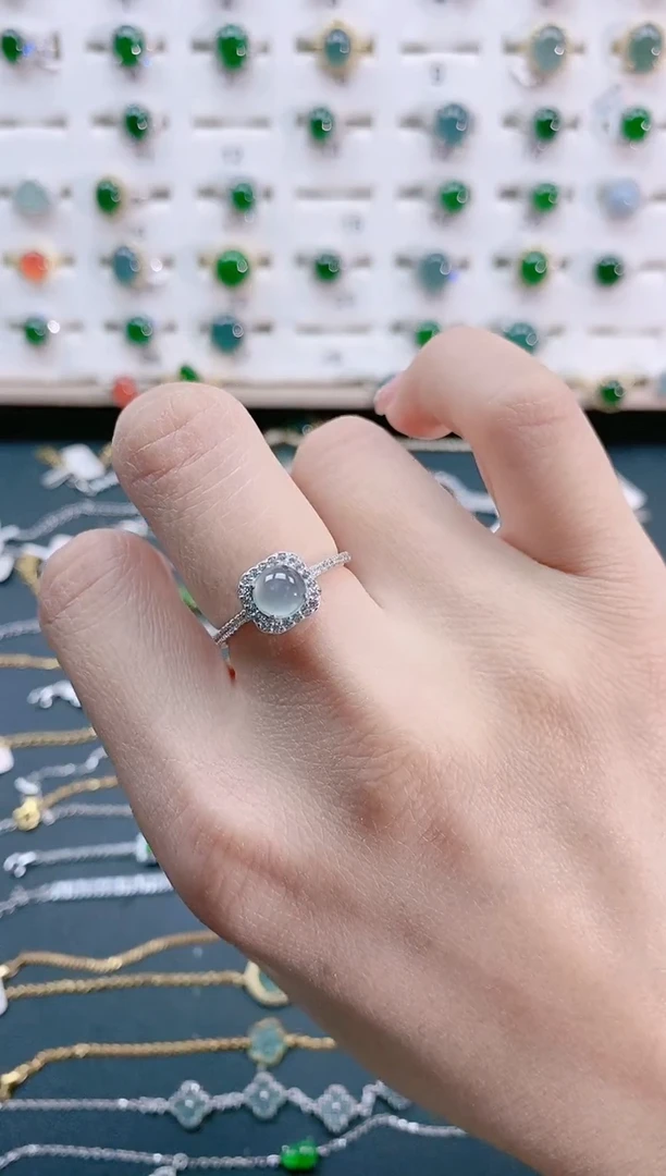 【闪购商品】翡翠戒指银S925镶嵌天然翡翠