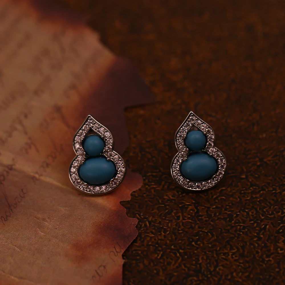 铜合金合成锆石耳饰 五星【福禄满满】系列百搭国新中式 耳钉-8865