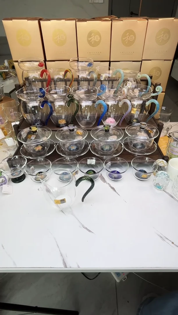 手工艺品玻璃禾器 怡然茶海黑金 普通盒