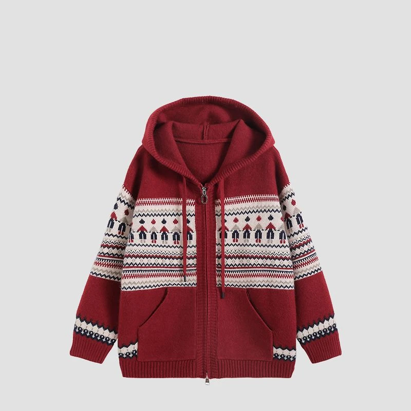 【亲子款新年开衫】亲子款休闲甜美针织衫双开拉链外套-YGG