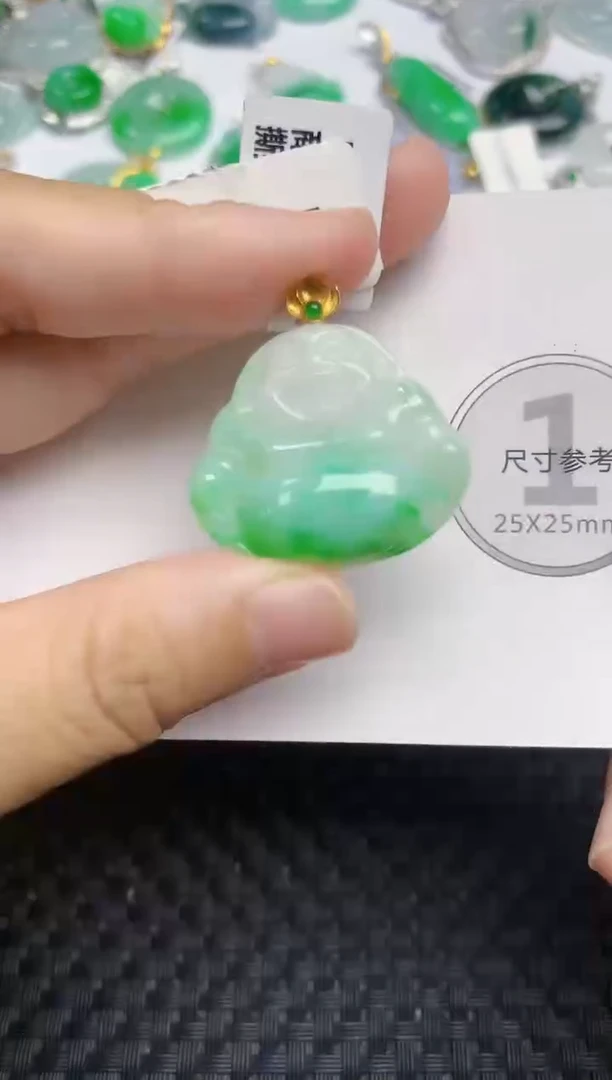 颈饰18K金镶嵌翡翠天然缅甸A货翡翠百元以上9元证书费自理