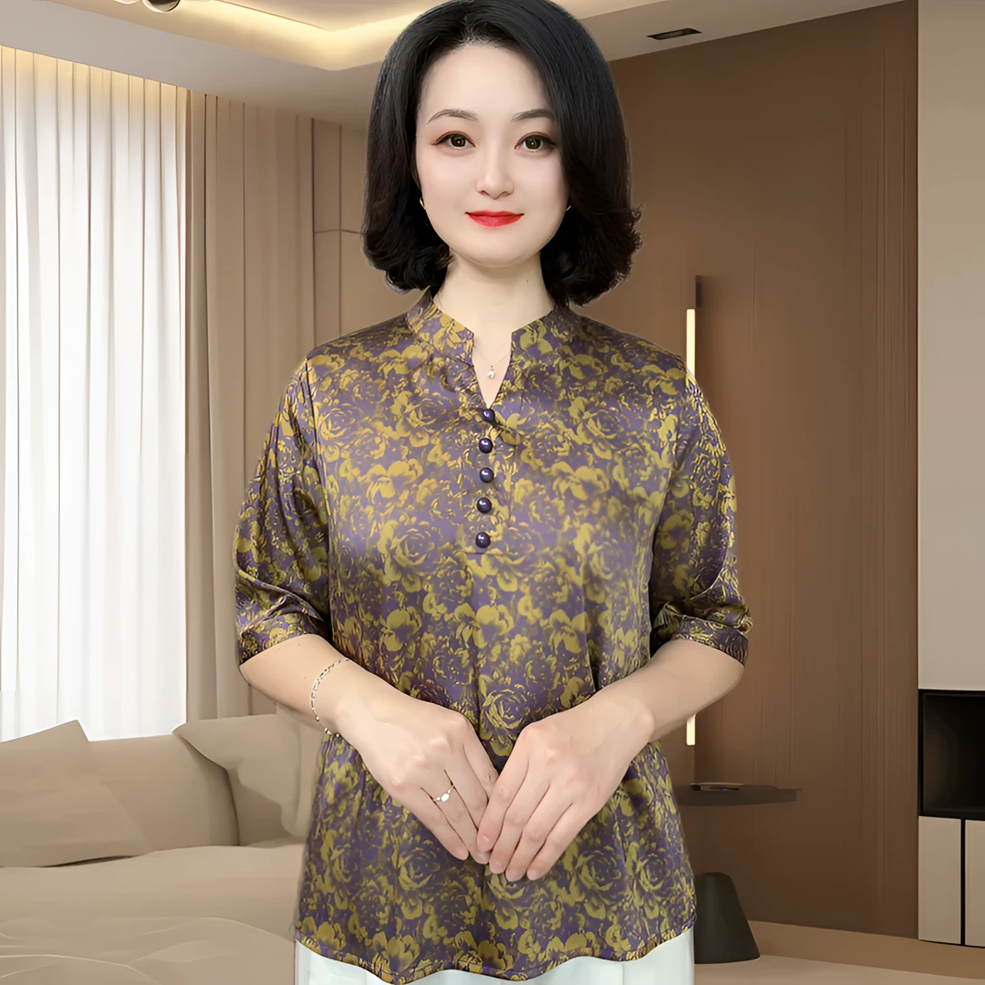 （5206）新款显瘦洋气网红中老年气质上衣